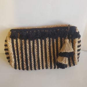 Francesca's Black & Tan Rattan Handbag
